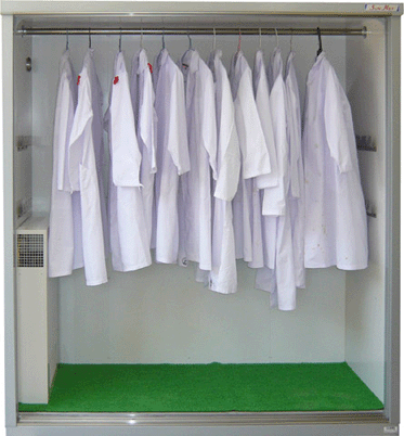 大手製薬会社の研究所で白衣乾燥に使われています